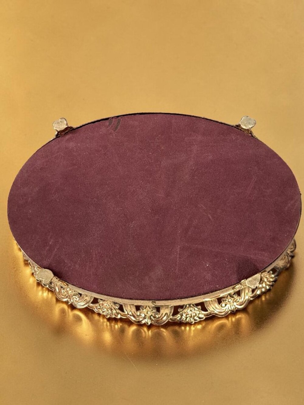 Hollywood Regency Vanity Mirror w/Lipstick Holders - Picture 3 of 14